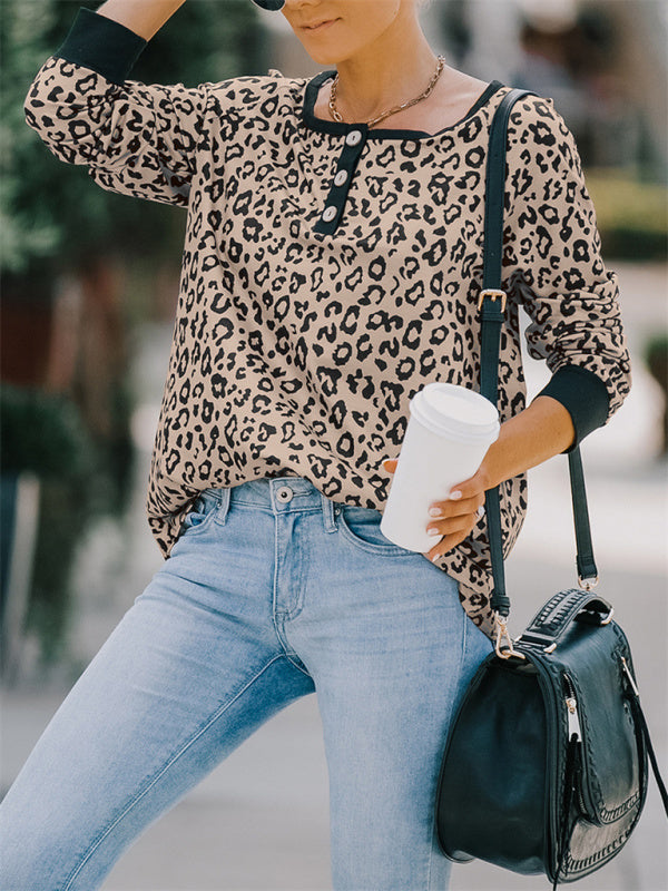 Women's Casual loose camouflage long-sleeved T-shirt