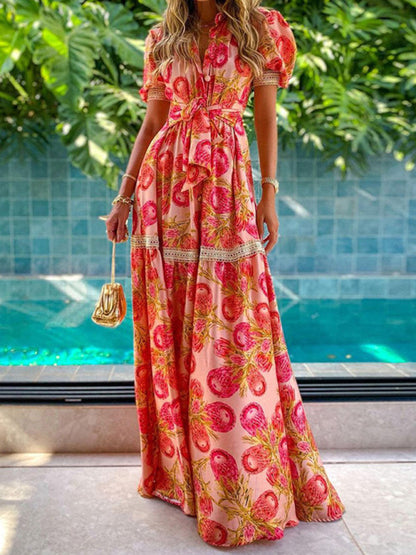 Women's Bohemian Floral Print Long Dress
