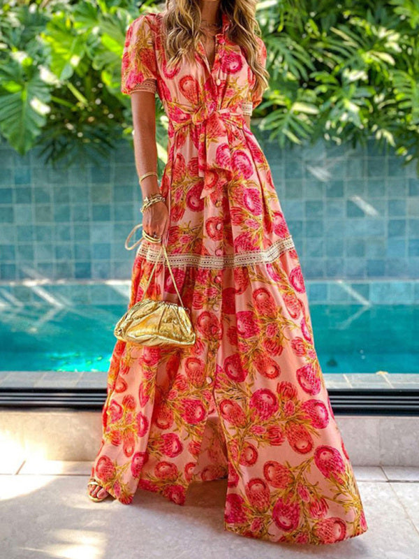 Women's Bohemian Floral Print Long Dress