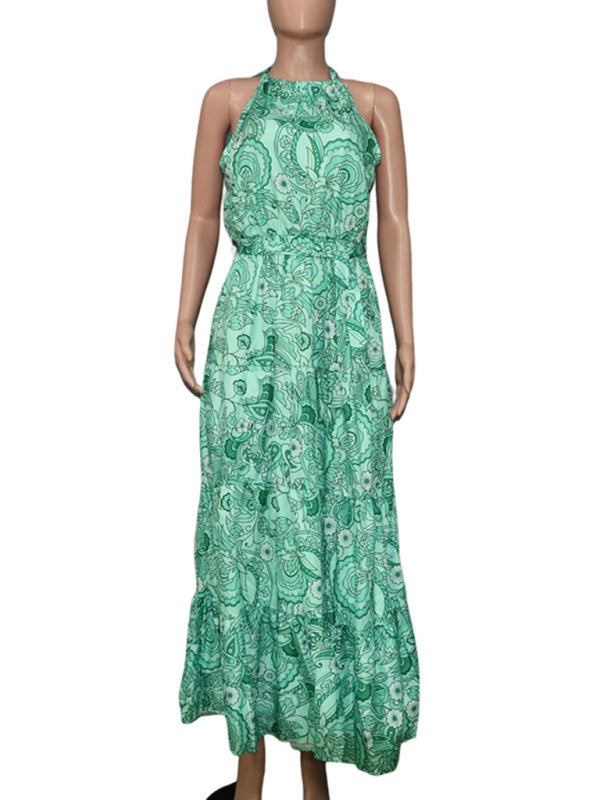 Women's Loose Sleeveless Bohemian Printed Long Dress