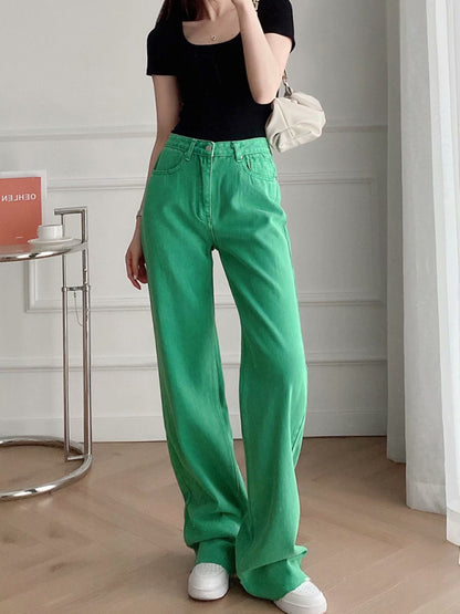 Women's New Street High Waist Casual Straight Leg Wide Leg Pants Jeans