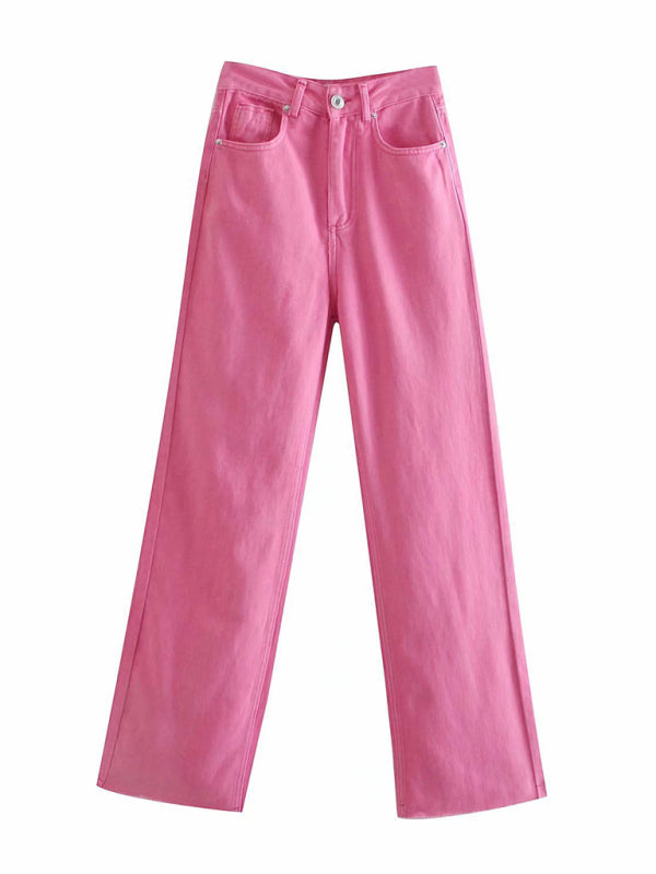 Women's New Street High Waist Casual Straight Leg Wide Leg Pants Jeans