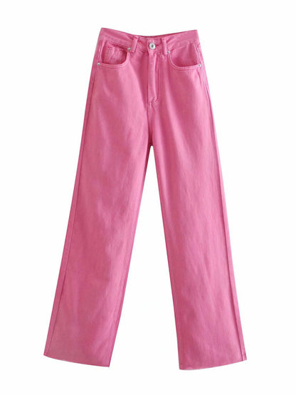 Women's New Street High Waist Casual Straight Leg Wide Leg Pants Jeans