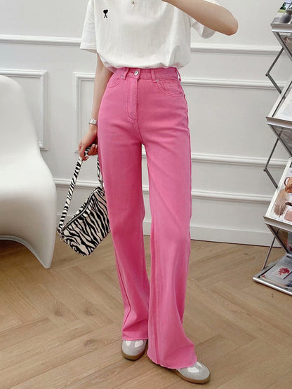 Women's New Street High Waist Casual Straight Leg Wide Leg Pants Jeans