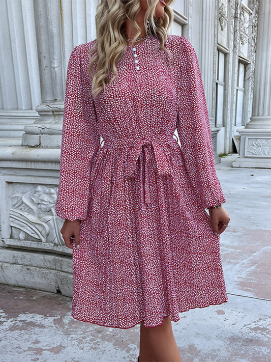 Discover a stylish and timeless women's long sleeve polka dot dress, perfect for any occasion. This chic dress features classic polka dots, a flattering silhouette, and comfortable long sleeves. Elevate your fashion game with this must-have addition to your wardrobe.