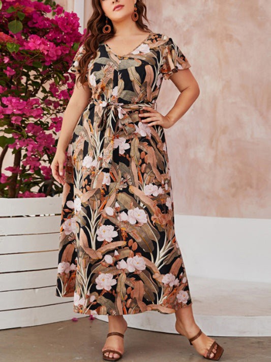 New Women's plus Size Women's temperament commuting loose printed dress