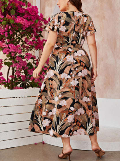 New Women's plus Size Women's temperament commuting loose printed dress