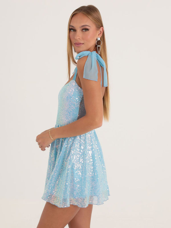 Women's Sexy sequined dress with suspenders