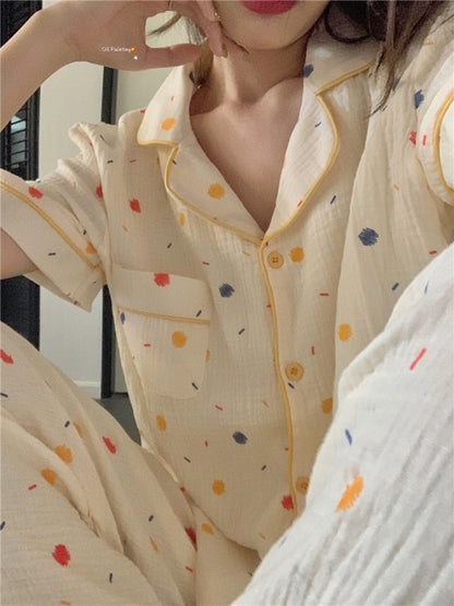 New style fresh short-sleeved trousers home wear pajamas two-piece set