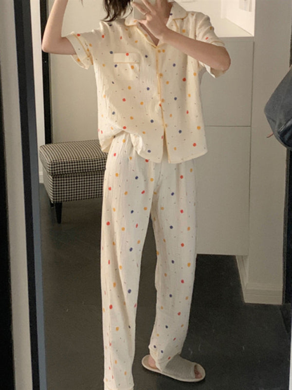 New style fresh short-sleeved trousers home wear pajamas two-piece set