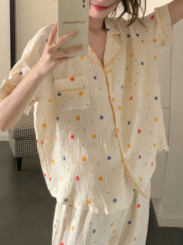 New style fresh short-sleeved trousers home wear pajamas two-piece set