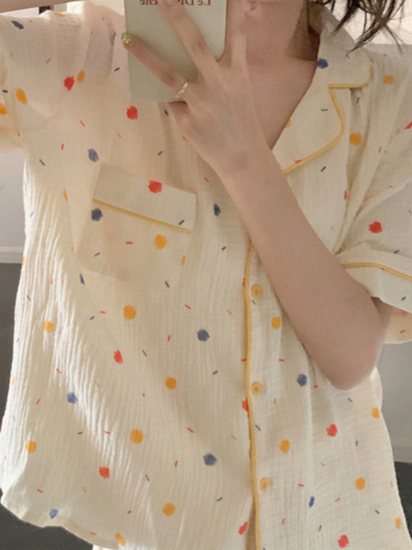 New style fresh short-sleeved trousers home wear pajamas two-piece set