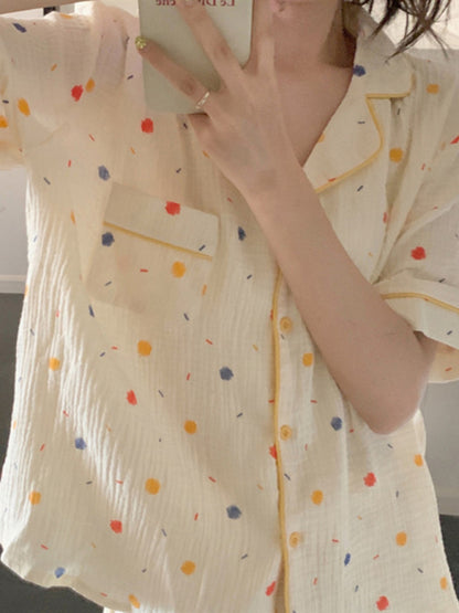 New style fresh short-sleeved trousers home wear pajamas two-piece set
