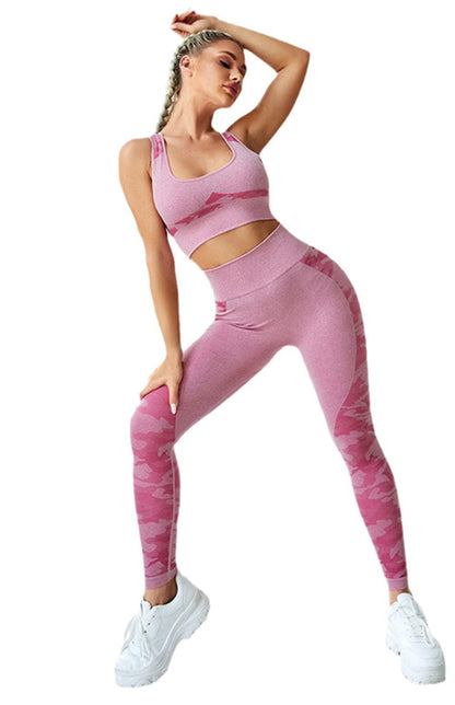 Women‘s Seamless Camo Bra with Chest Pad Yoga Set