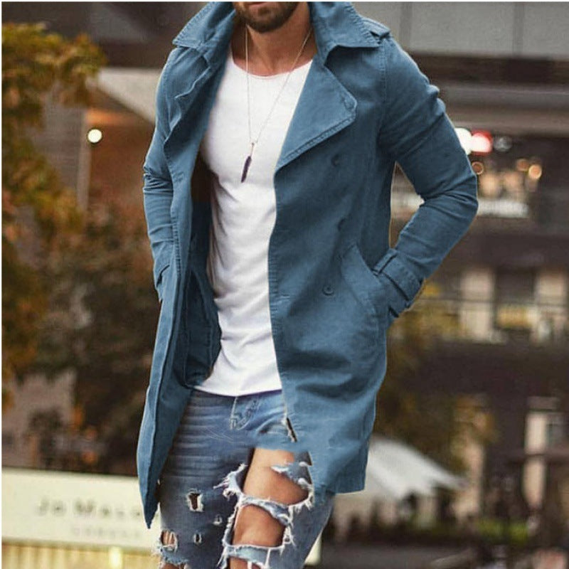 Men's Coat mid-length slim fit large size windbreaker casual jacket